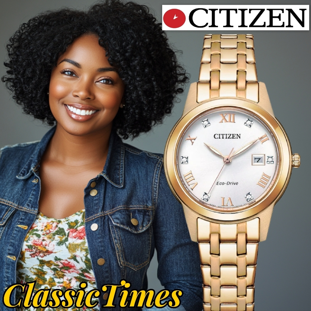 ***BRAND NEW*** Citizen Eco-Drive Classic Crystal Accent Rose-Tone Watch